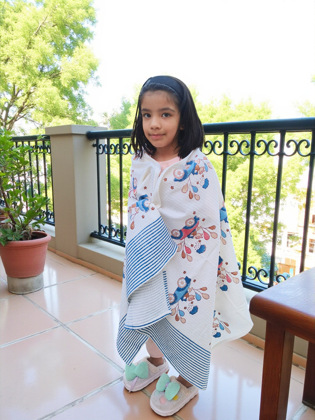 Hand Block Cotton Honeycomb Towel Kids Design (Joy Ride)