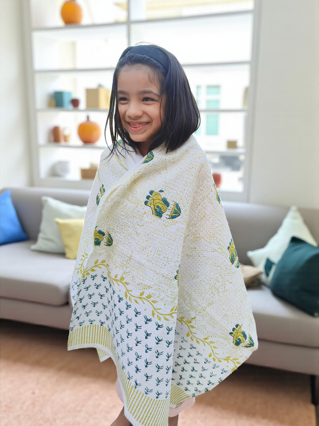 Hand Block Cotton Honeycomb Towel Kids Design