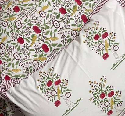 Hand Block Percale Cotton King Size Premium Bedsheet.