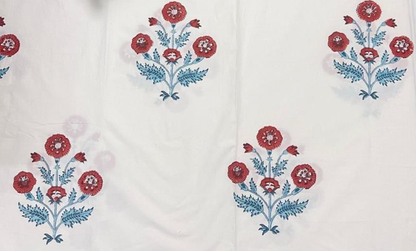 Hand Block Percale Cotton King Size Premium Bedsheet.