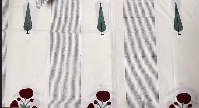 Hand Block Percale Cotton King Size Premium Bedsheet.