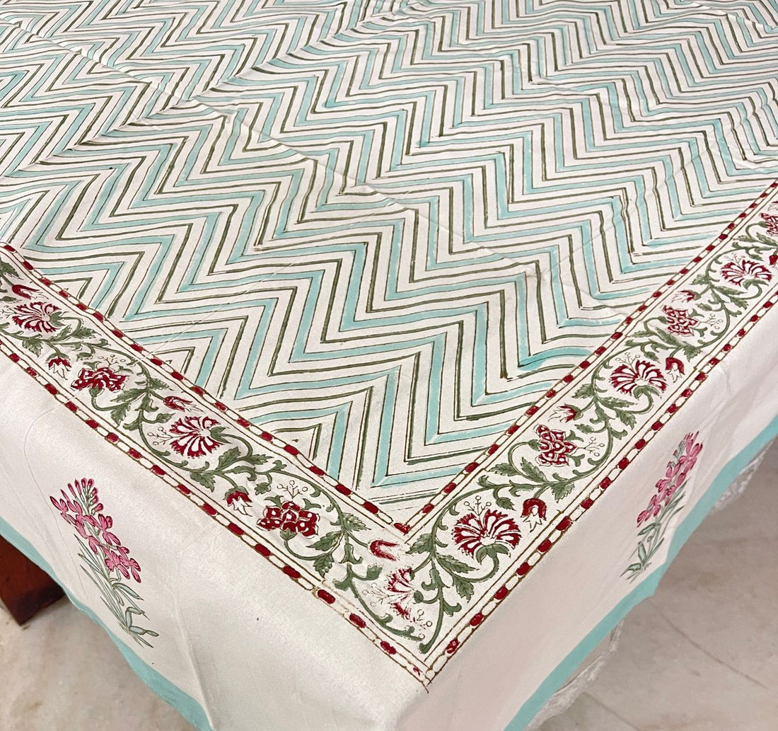 Premium Cotton Hand Blocked Table Cloth – 60x90 Inches