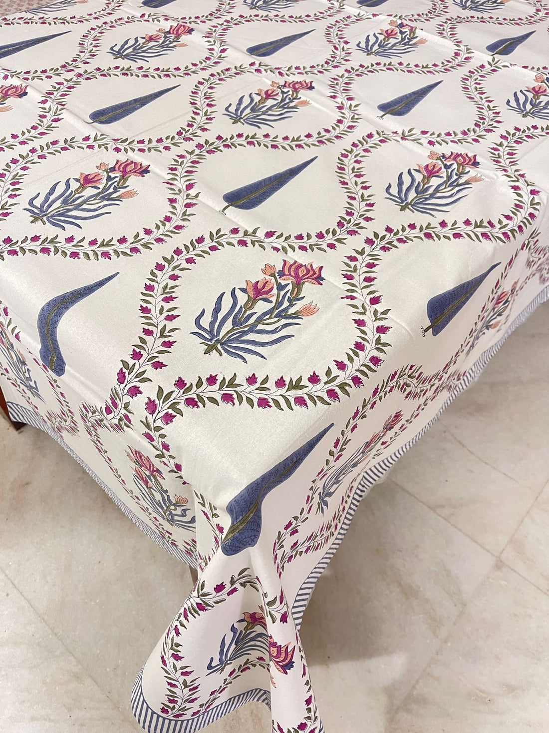 Premium Cotton Hand Blocked Table Cloth – 60x90 Inches