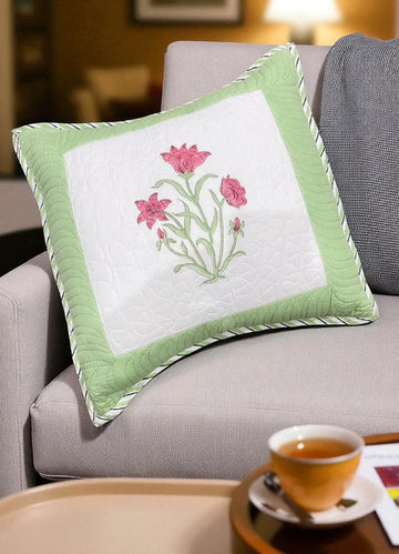 Hand Blocked Quilted Cushion Covers (Set of 2) – 16x16 Inches