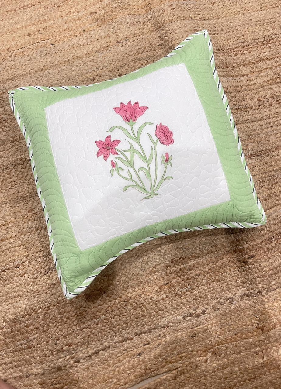 Hand Blocked Quilted Cushion Covers (Set of 2) – 16x16 Inches