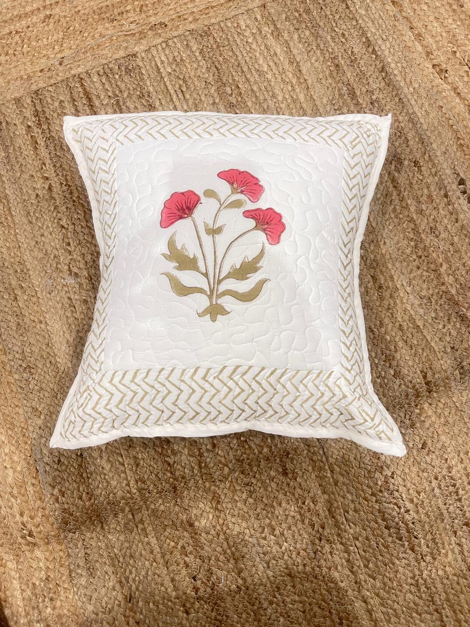 Hand Blocked Quilted Cushion Covers (Set of 2) – 16x16 Inches