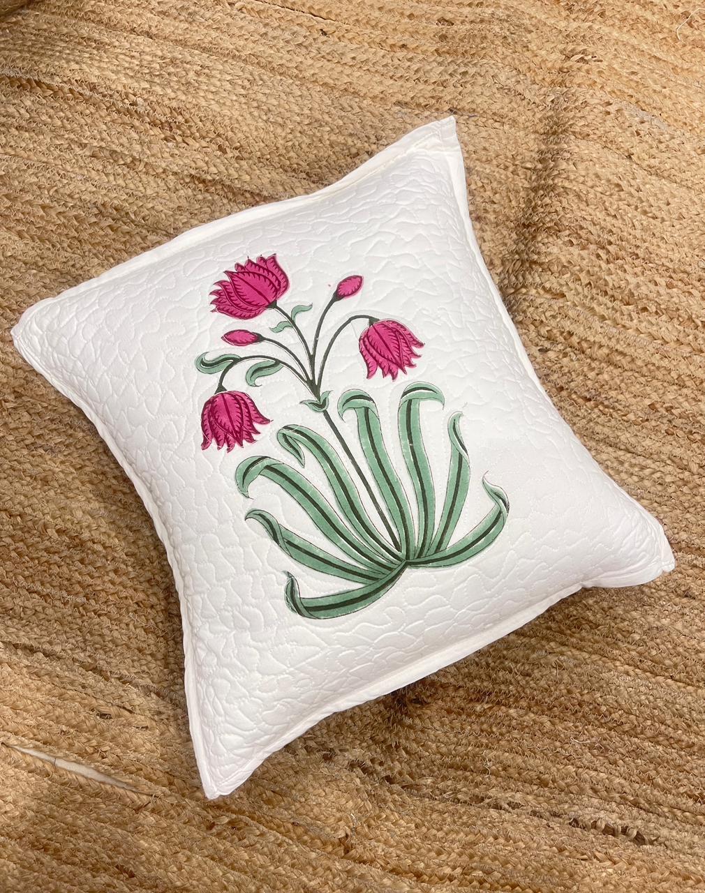 Hand Blocked Quilted Cushion Covers (Set of 2) – 16x16 Inches