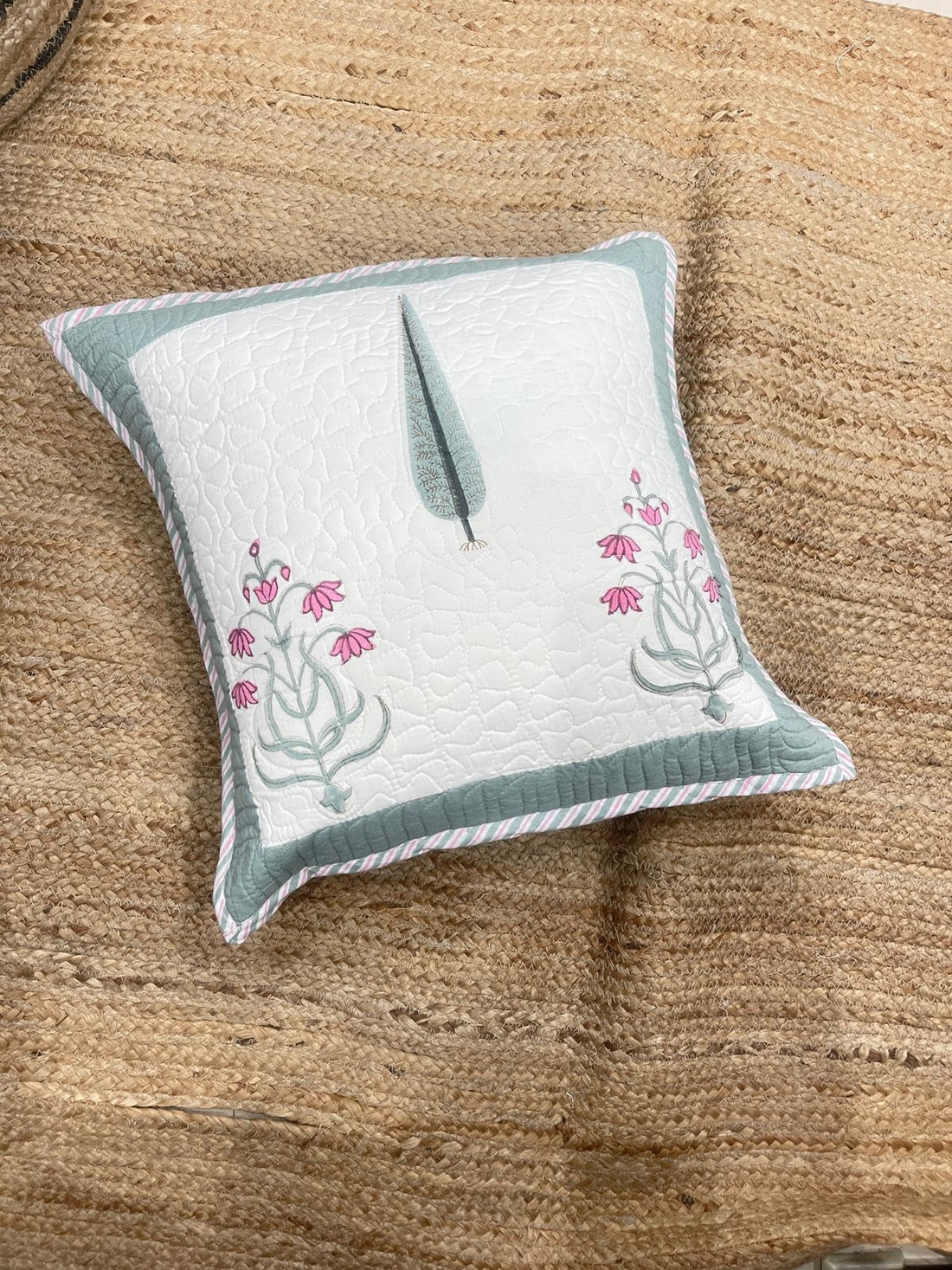 Hand Blocked Quilted Cushion Covers (Set of 2) – 16x16 Inches