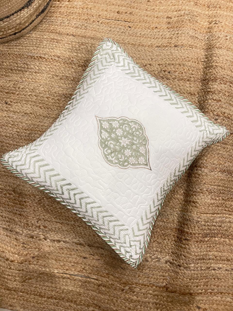 Hand Blocked Quilted Cushion Covers (Set of 2) – 16x16 Inches