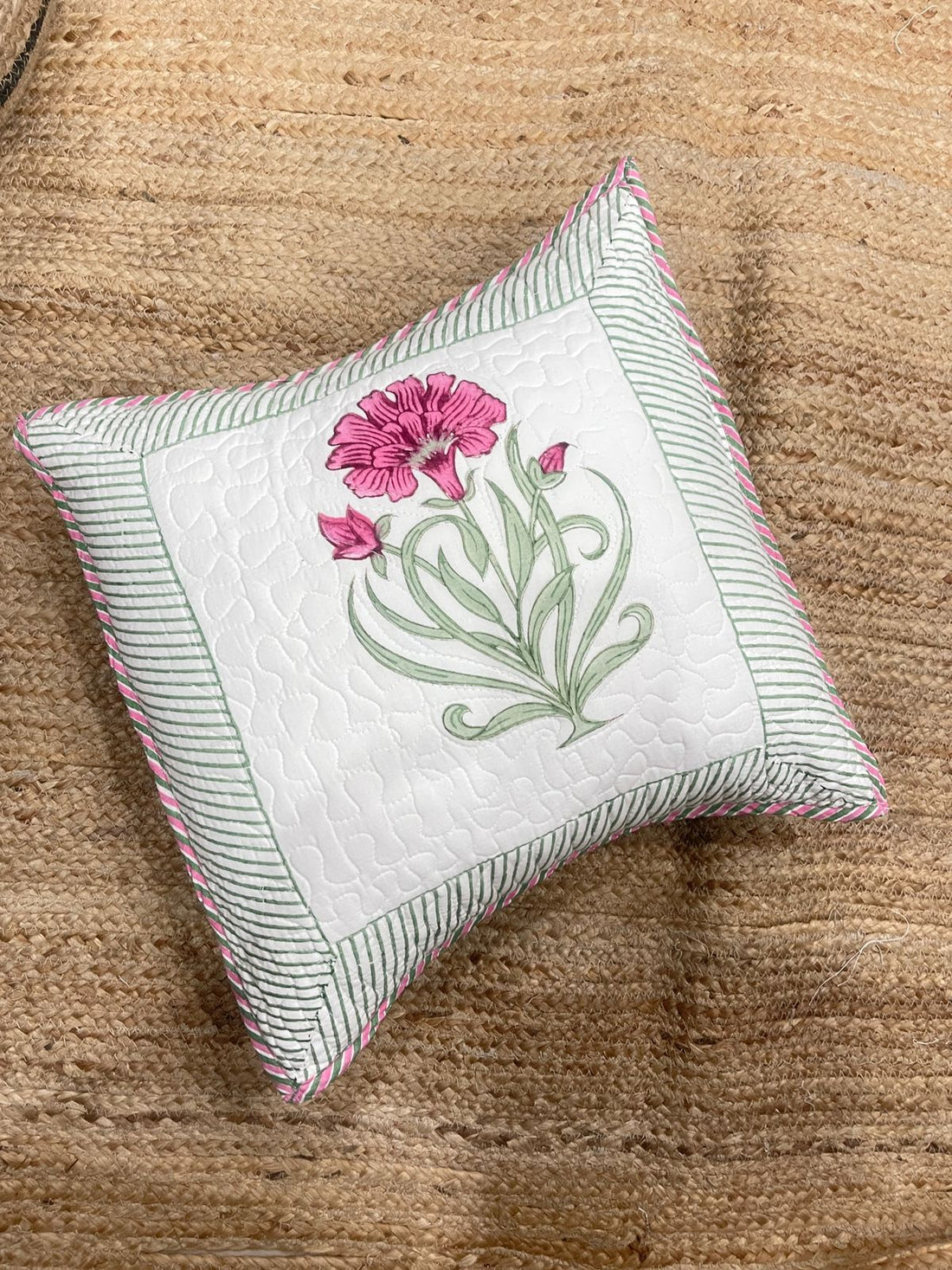 Hand Blocked Quilted Cushion Covers (Set of 2) – 16x16 Inches