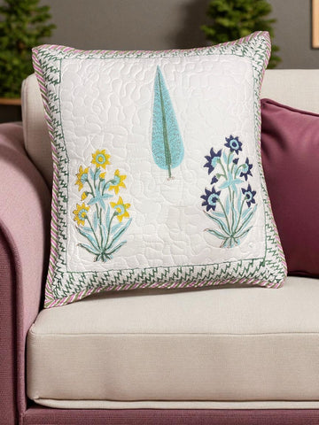 Hand Blocked Quilted Cushion Covers (Set of 2) – 16x16 Inches
