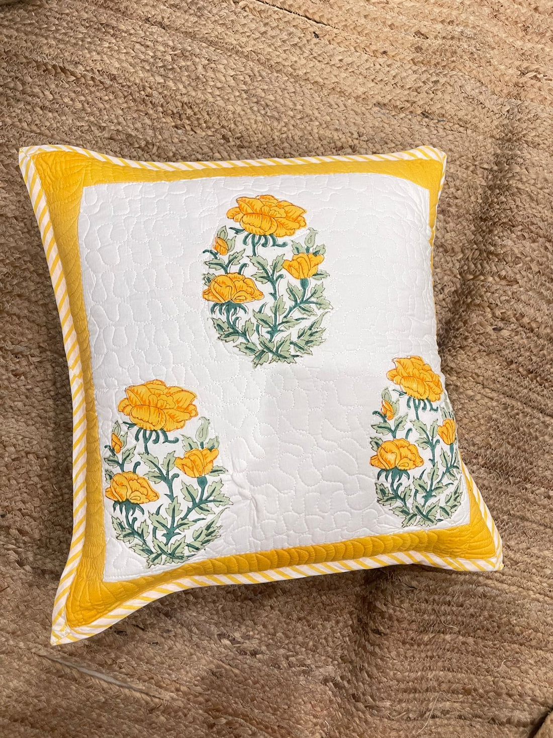 Hand Blocked Quilted Cushion Covers (Set of 2) – 16x16 Inches