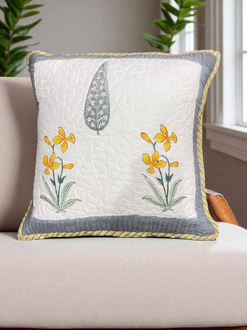 Hand Blocked Quilted Cushion Covers (Set of 2) – 16x16 Inches