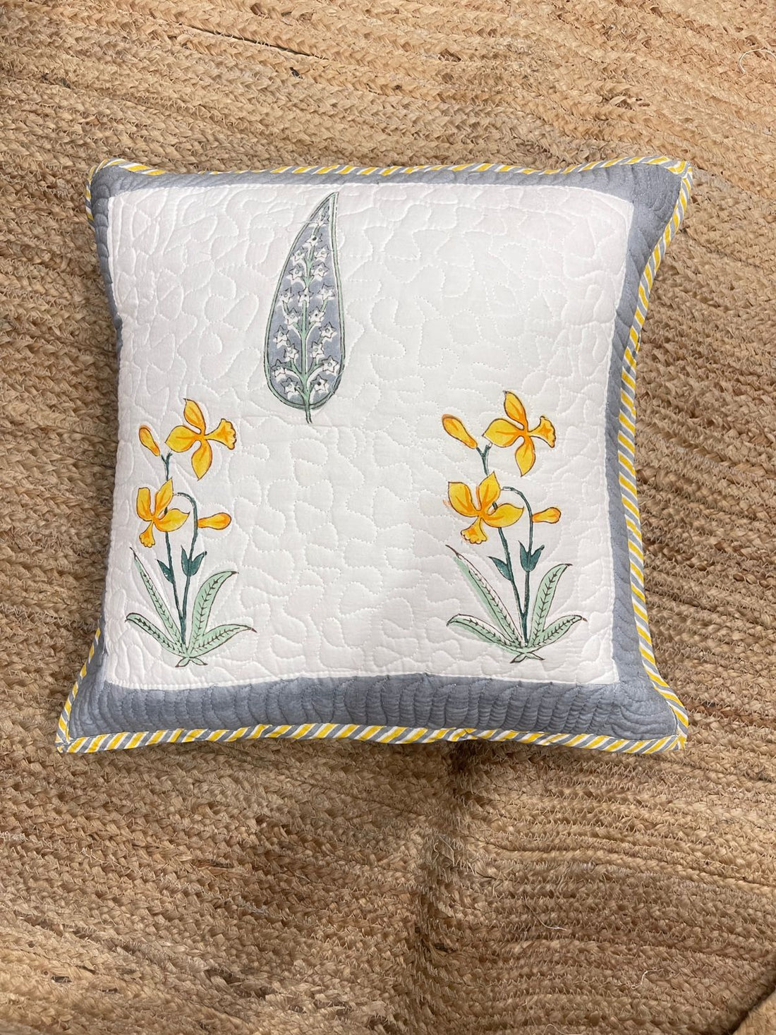 Hand Blocked Quilted Cushion Covers (Set of 2) – 16x16 Inches