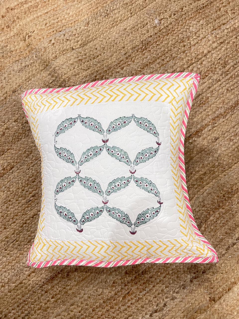 Hand Blocked Quilted Cushion Covers (Set of 2) – 16x16 Inches