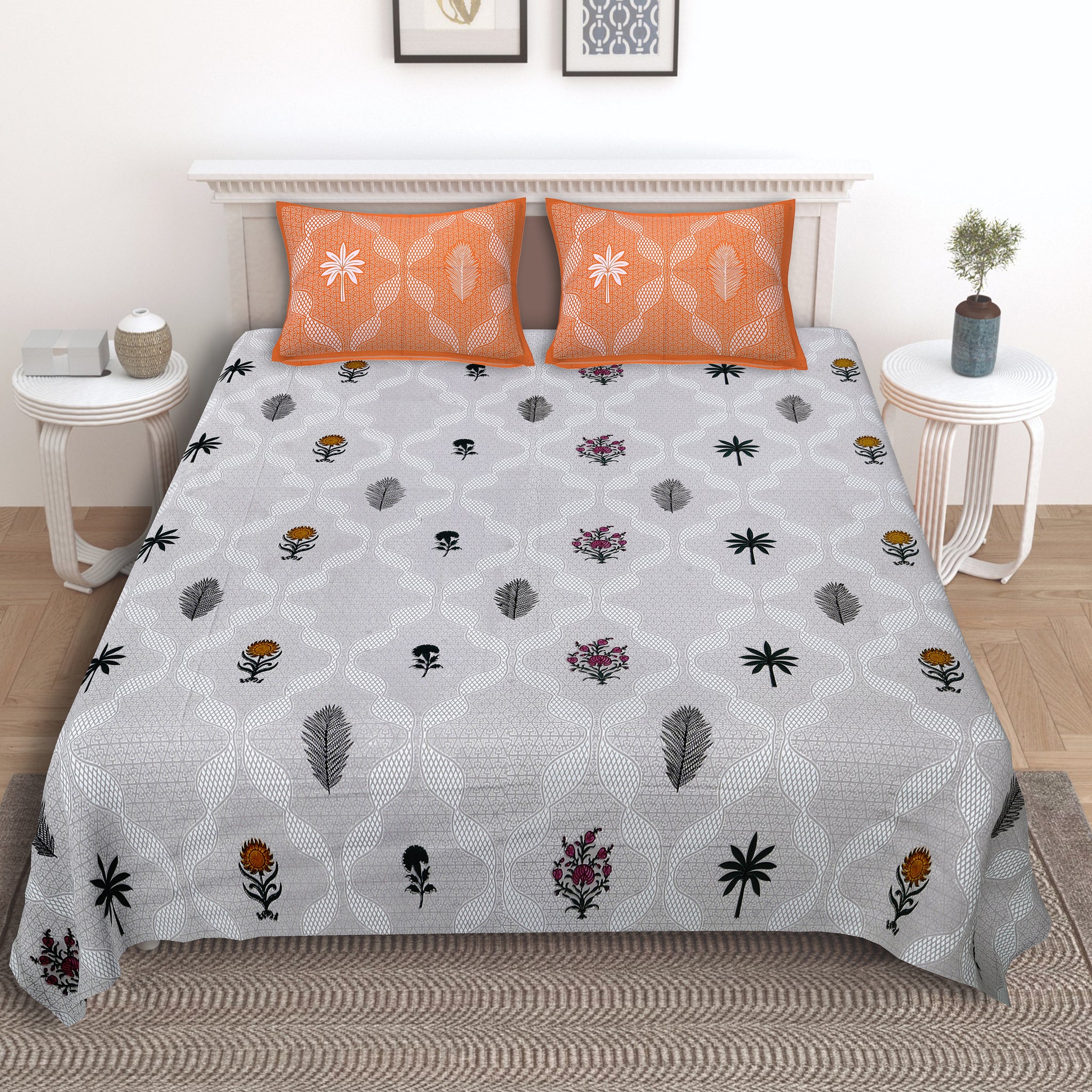 King Size Elegance series Cotton Bedsheet 108x108 inch. (Gray Colour)