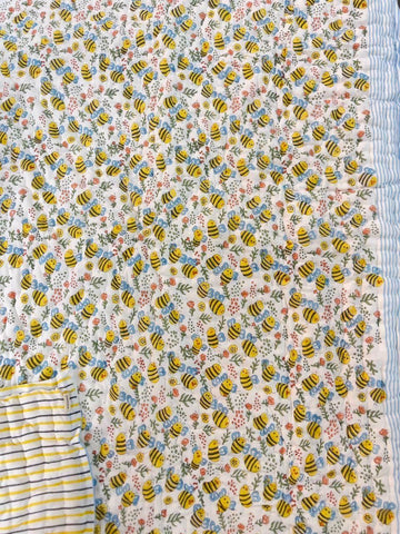 Kids Series Reversible Hand Block Jaipuri Cotton Razai (Quilts)