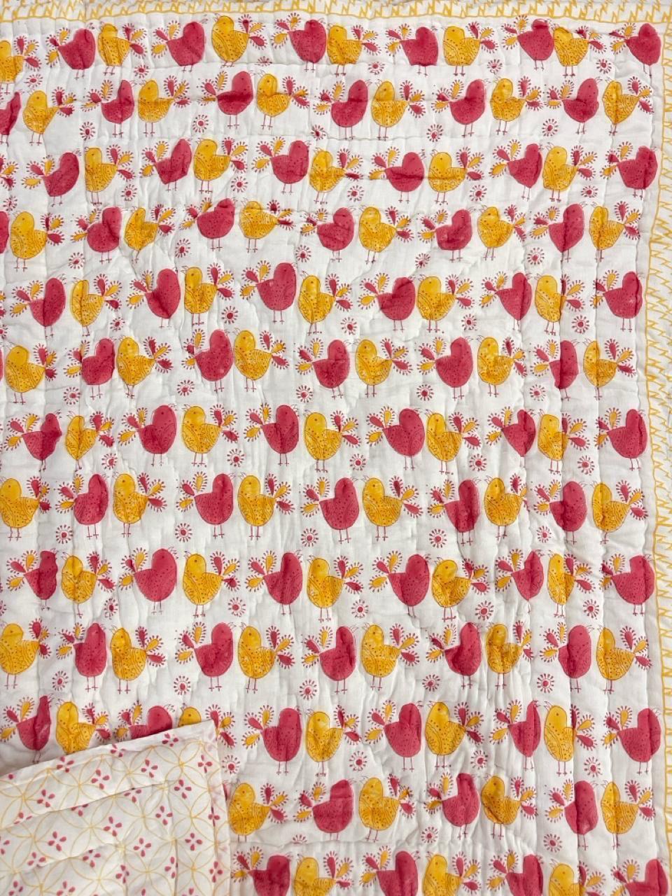 Kids Series Reversible Hand Block Jaipuri Cotton Razai (Quilts)