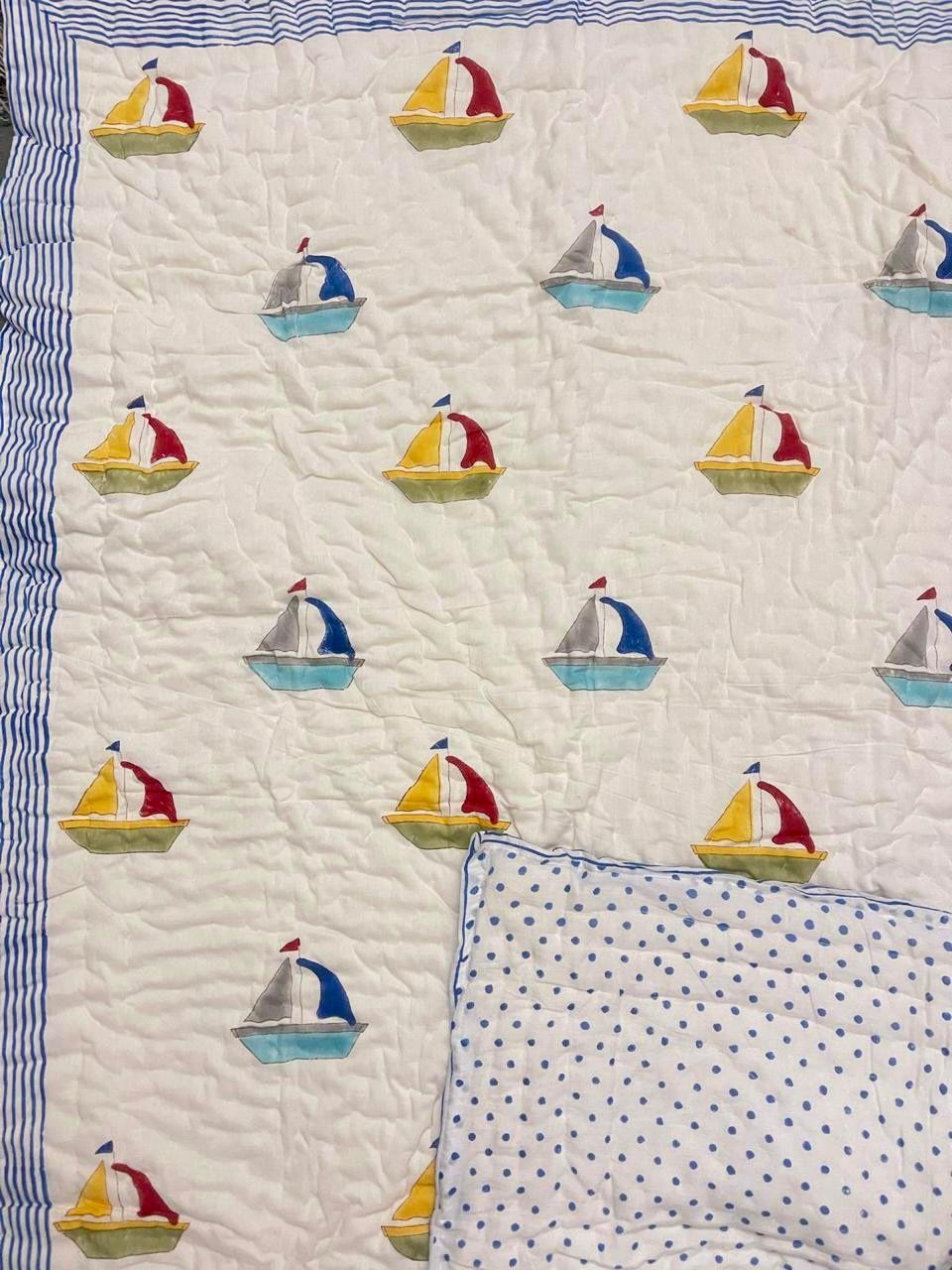 Kids Series Reversible Hand Block Jaipuri Cotton Razai (Quilts)