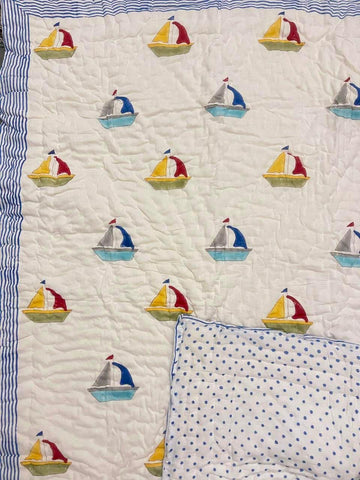 Kids Series Reversible Hand Block Jaipuri Cotton Razai (Quilts)