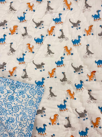 Kids Series Reversible Hand Block Jaipuri Cotton Razai (Quilts)