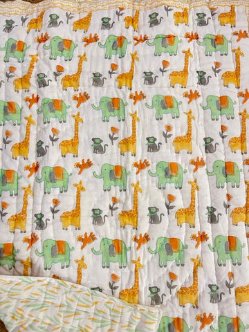 Kids Series Reversible Hand Block Jaipuri Cotton Razai (Quilts)