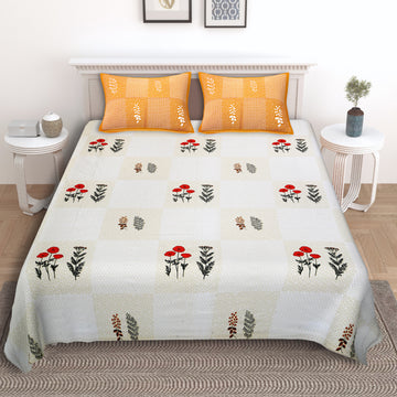 King Size Elegance series Cotton Bedsheet 108x108 inch. (Light Mango)