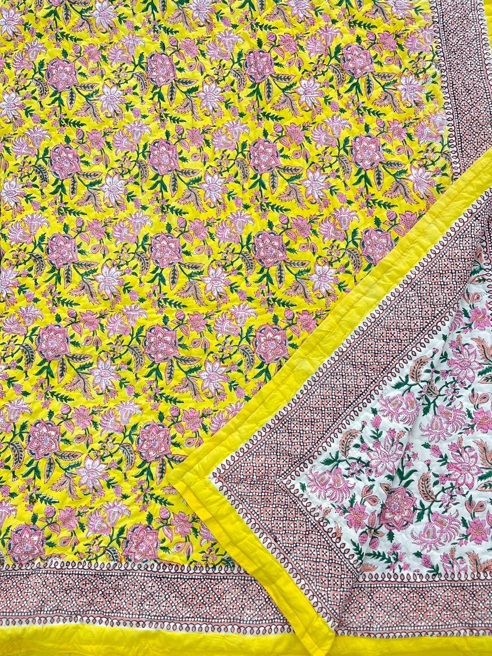 Premium Hand Block reversible Jaipuri Cotton Razai (Quilts)