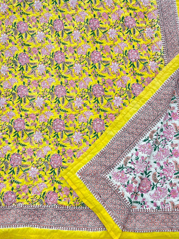 Premium Hand Block reversible Jaipuri Cotton Razai (Quilts)