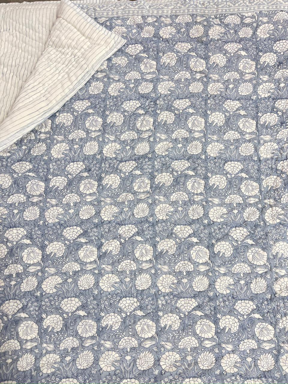 Premium Hand Block reversible Jaipuri Cotton Razai (Quilts)