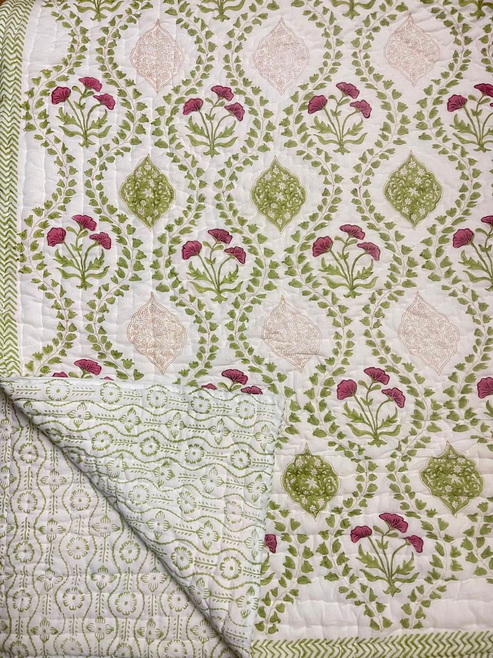 Premium Hand Block Jaipuri Cotton Razai (Quilts)