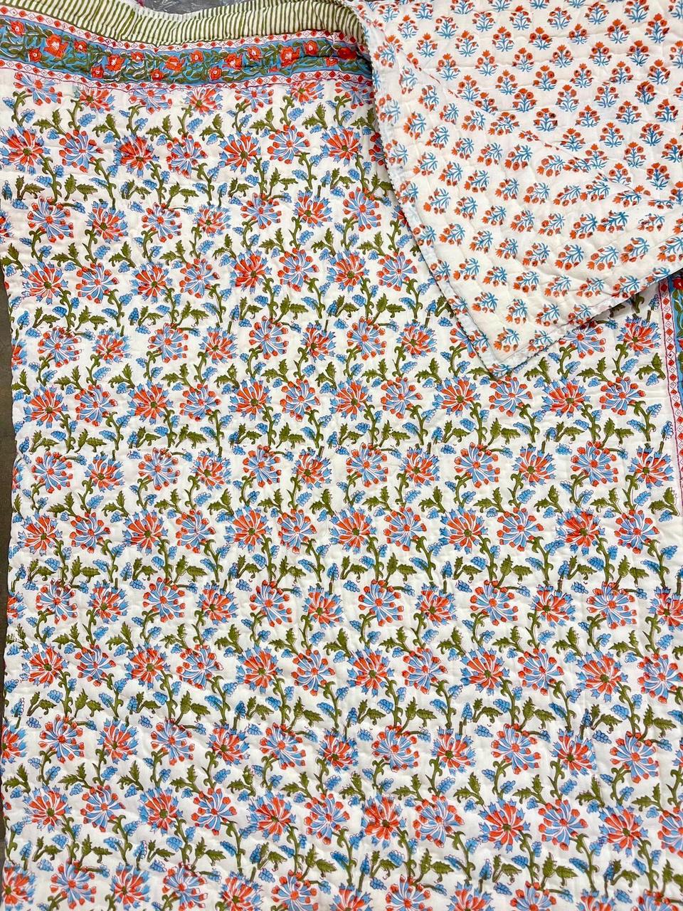 Premium Hand Block reversible Jaipuri Cotton Razai (Quilts)