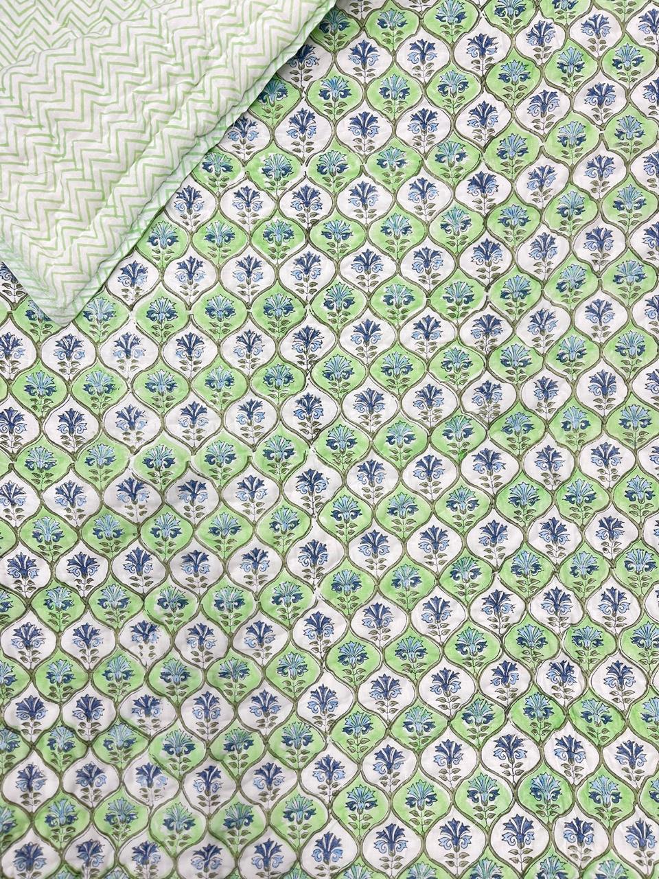 Premium Hand Block reversible Jaipuri Cotton Razai (Quilts)