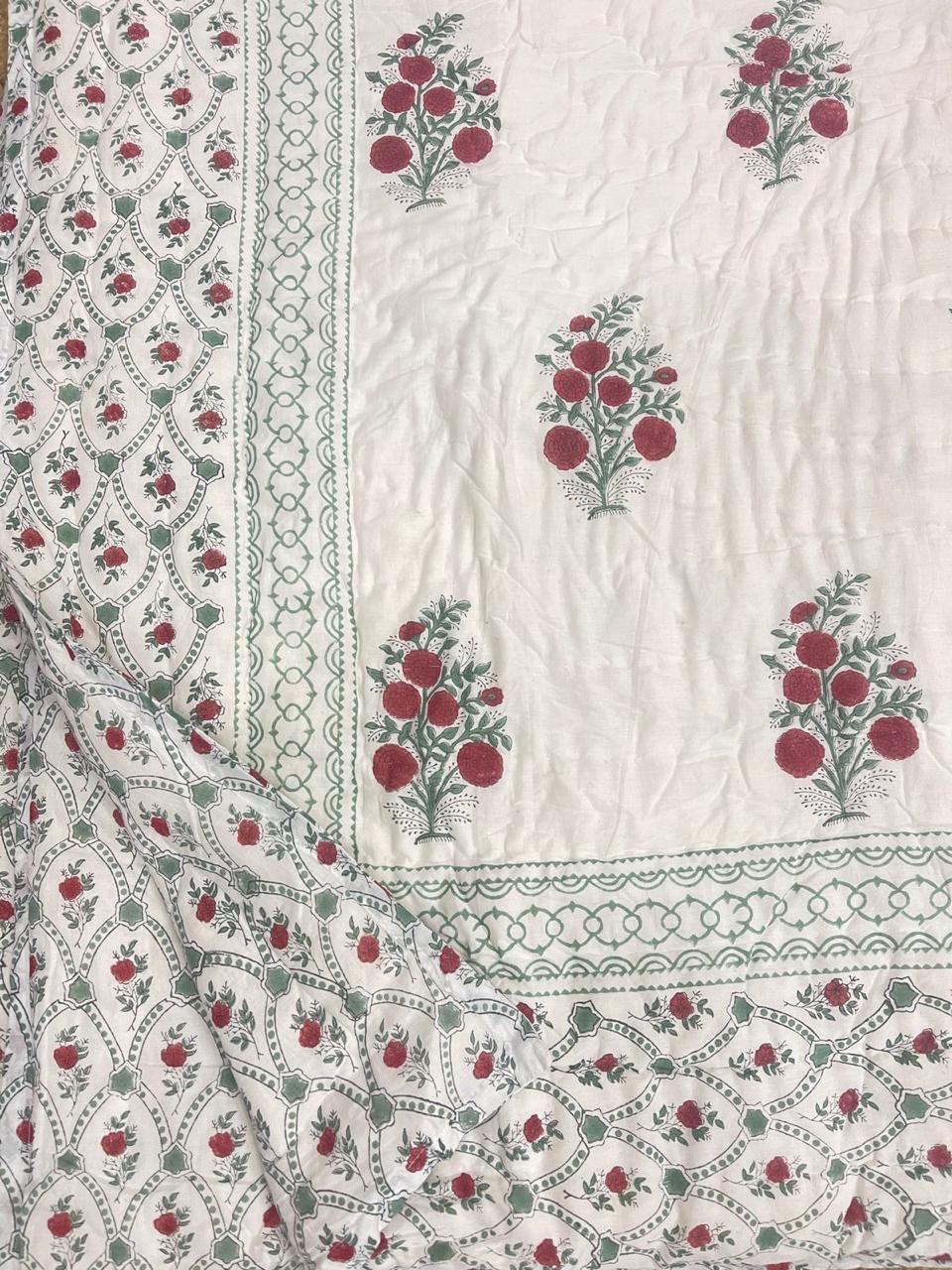 Premium Hand Block Jaipuri Cotton Razai (Quilts)