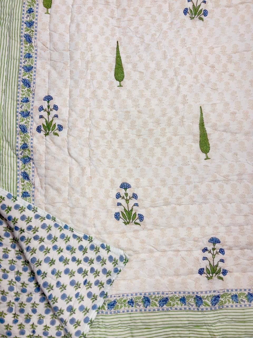 Premium Hand Block Jaipuri Cotton Razai (Quilts)
