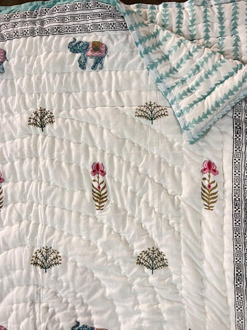 Premium Hand Block Jaipuri Cotton Razai (Quilts)