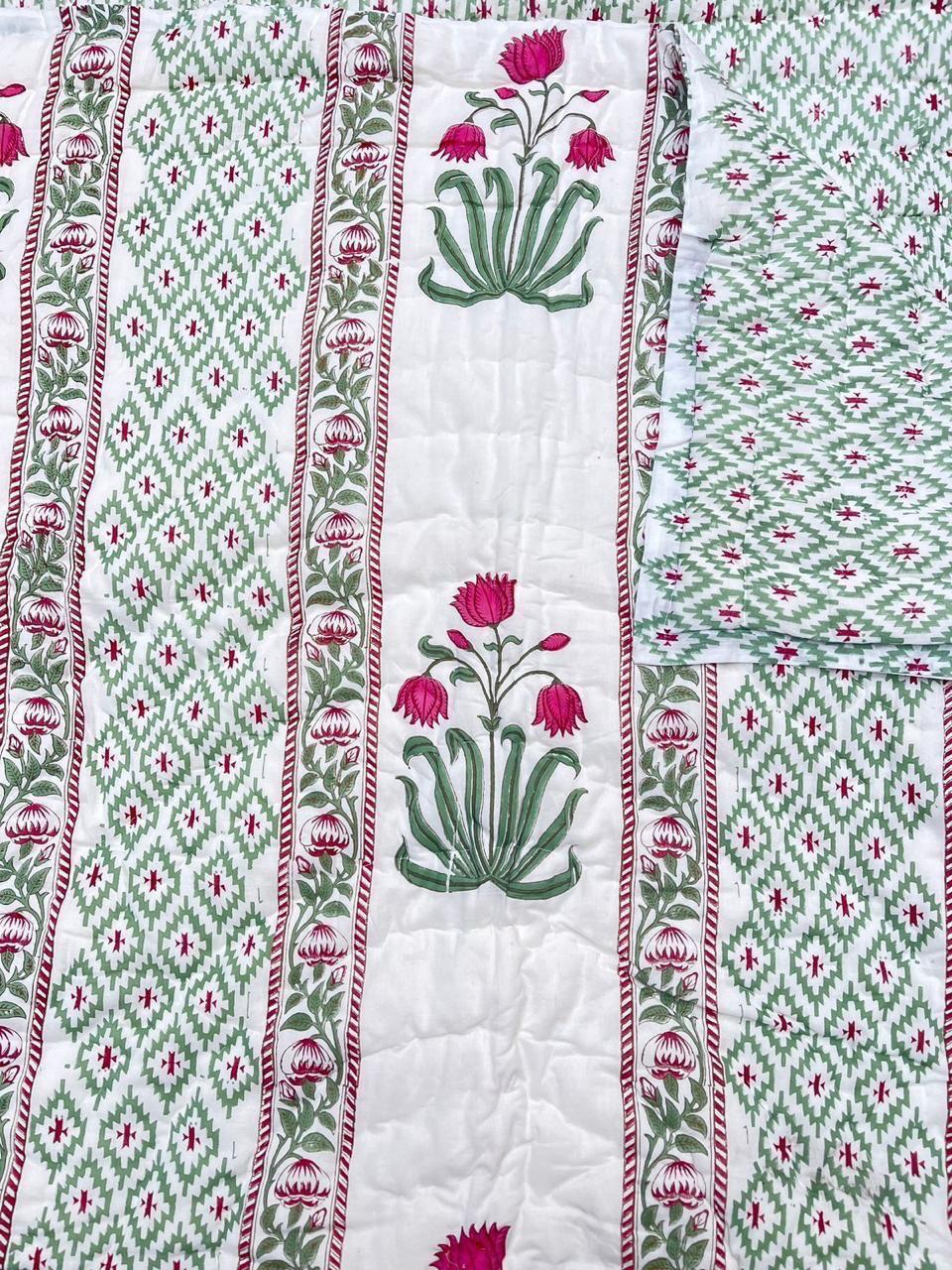 Premium Hand Block Reversible Cotton Jaipuri Razai (Quilts)