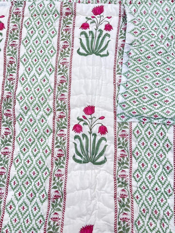 Premium Hand Block Reversible Cotton Jaipuri Razai (Quilts)