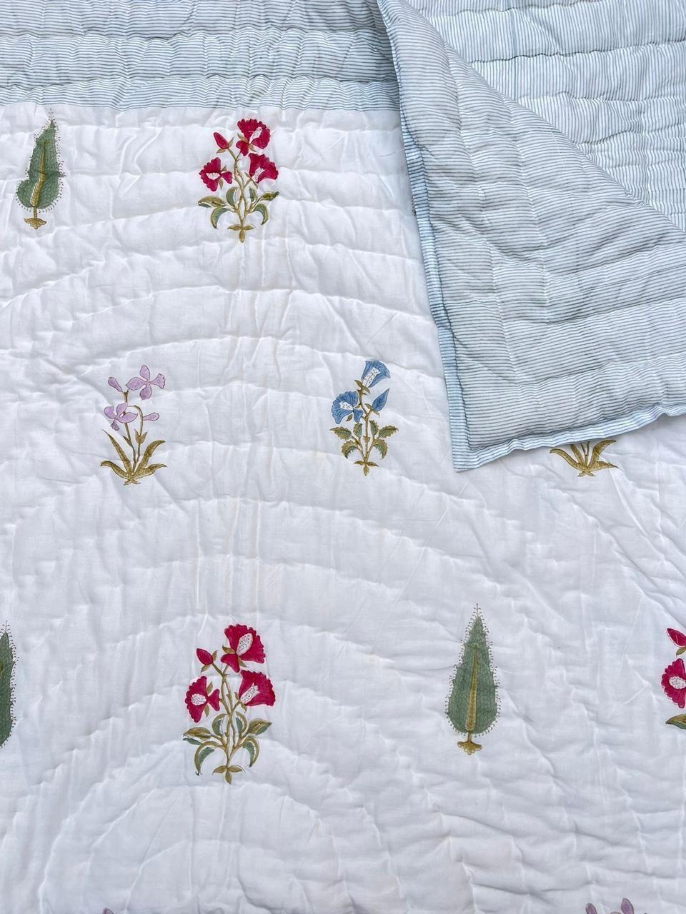 Premium Hand Block Jaipuri Cotton Razai (Quilts)