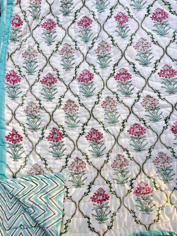 Premium Hand Block reversible Jaipuri Cotton Razai (Quilts)
