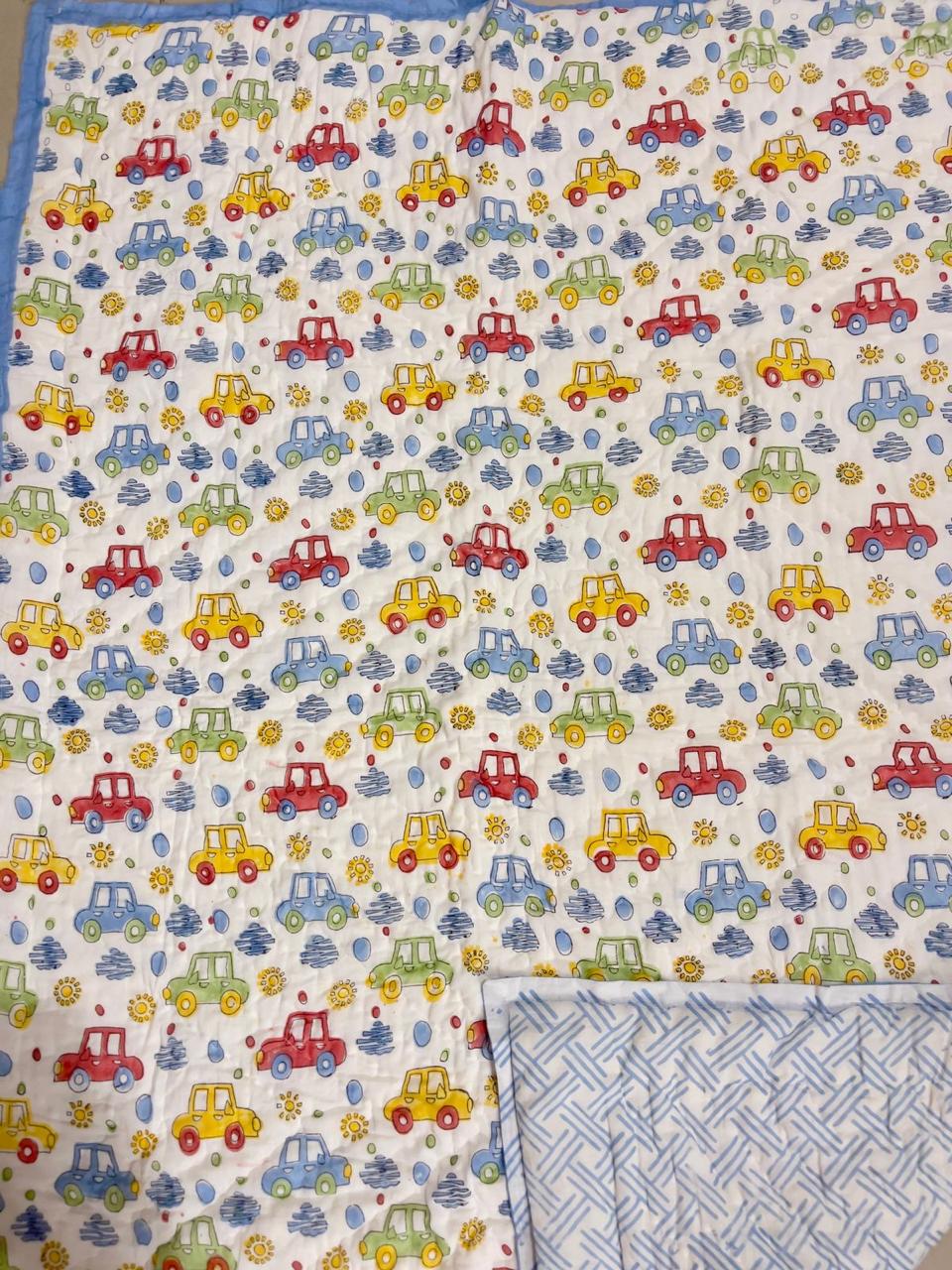 Kids Series Reversible Hand Block Jaipuri Cotton Razai (Quilts)