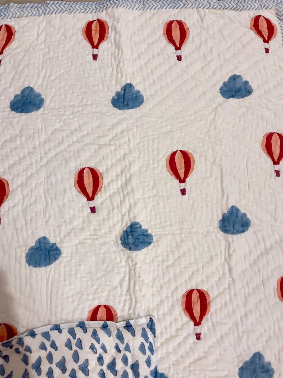Kids Series Reversible Hand Block Jaipuri Cotton Razai (Quilts)