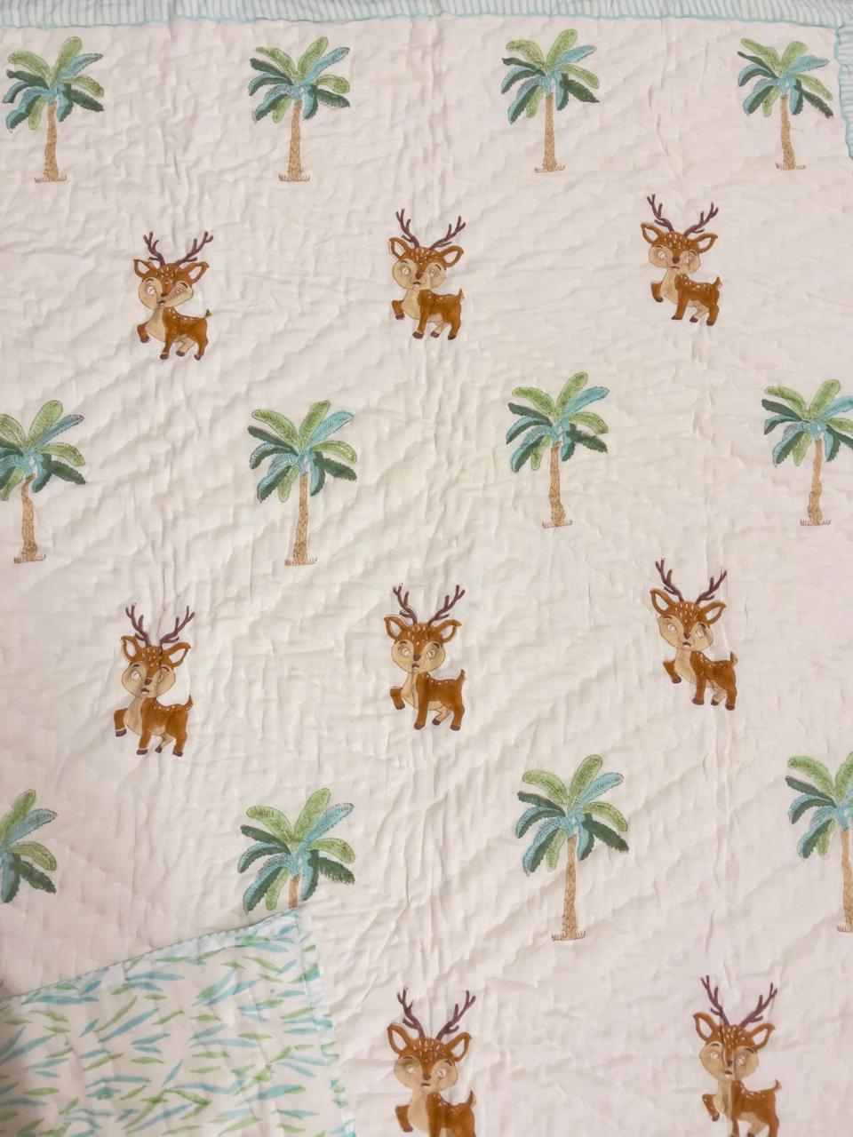 Kids Series Reversible Hand Block Jaipuri Cotton Razai (Quilts)