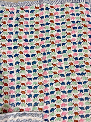 Kids Series Reversible Hand Block Jaipuri Cotton Razai (Quilts)