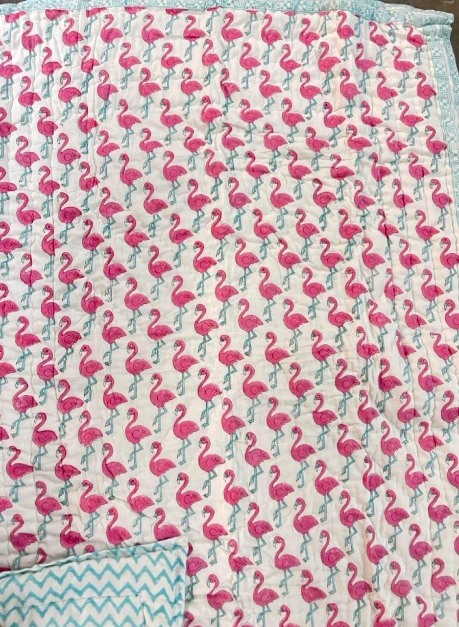 Kids Series Reversible Hand Block Jaipuri Cotton Razai (Quilts)