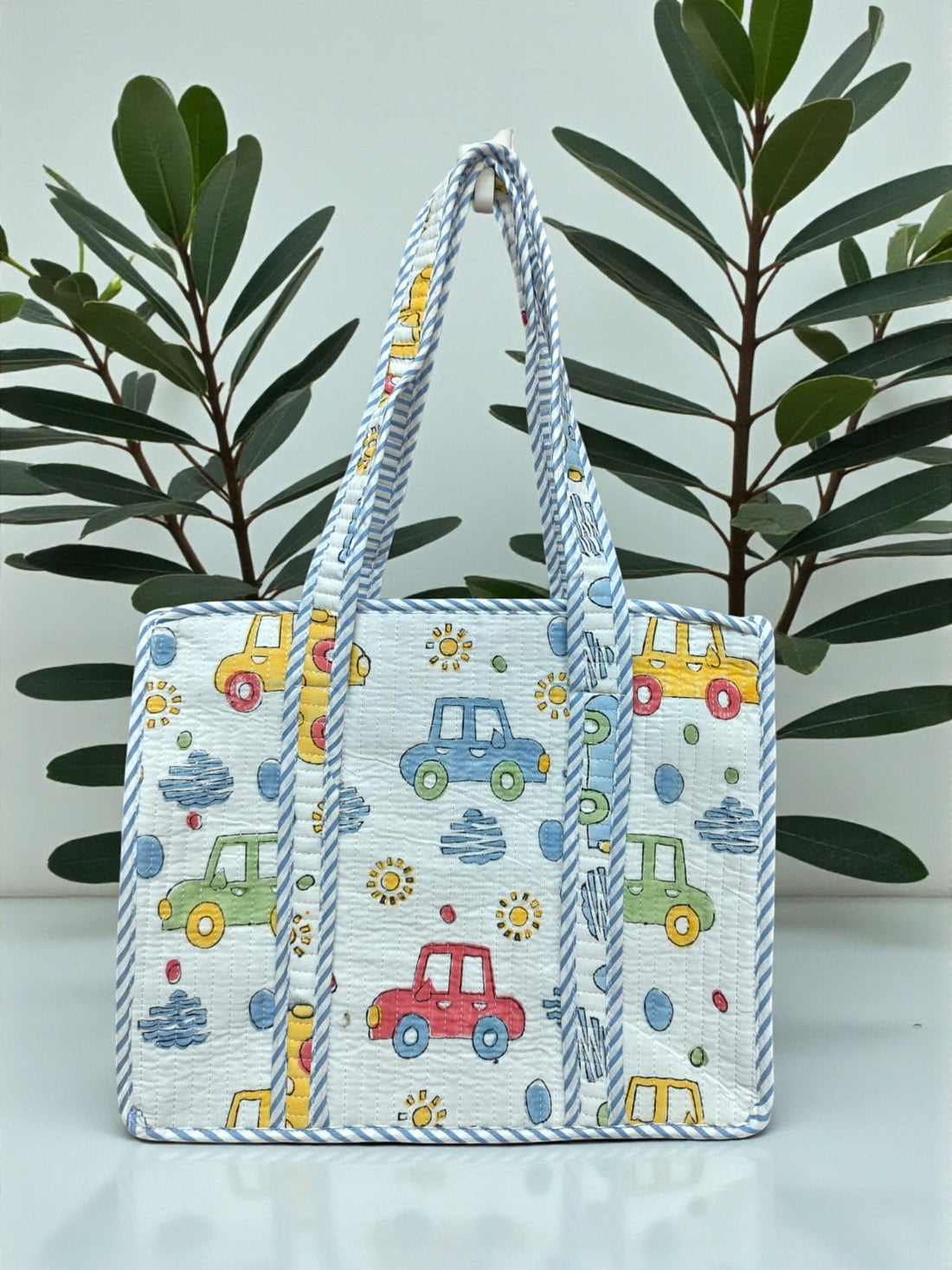 Hand Block Quilted Tote Summer/ Tiffin/ Picnic/ Multipurpose Bag (kids Series)