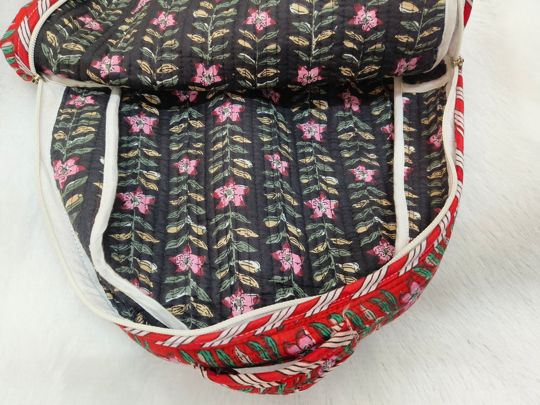 Handblocked Quilted Cotton Backpack