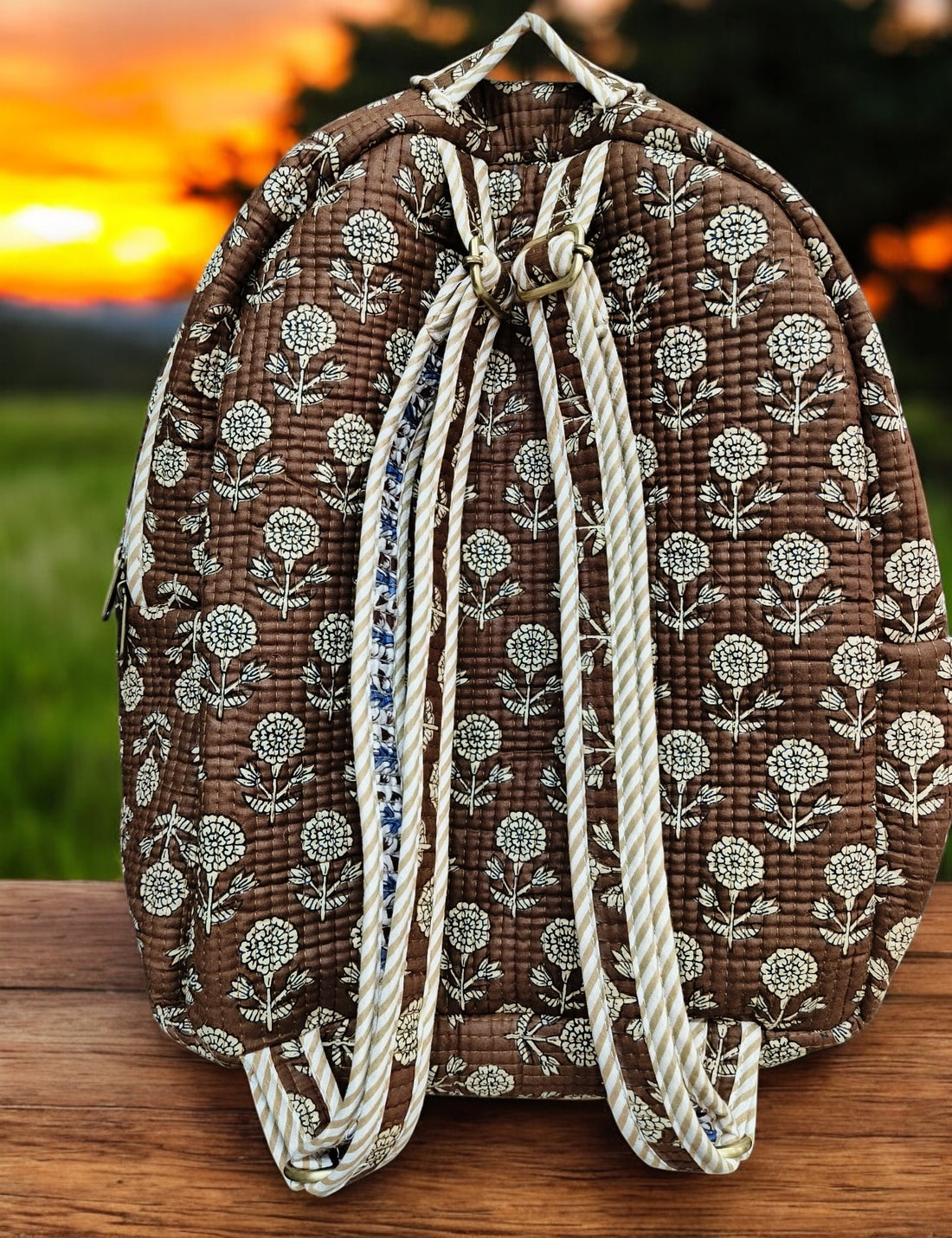 Handblocked Quilted Cotton Backpack