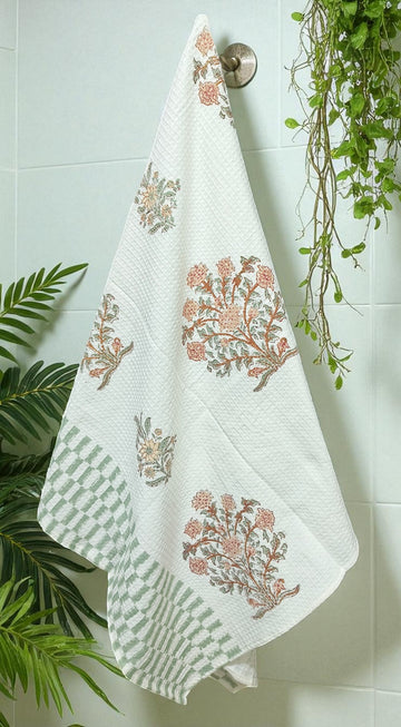 Hand Block Cotton Honeycomb Towel (Boota)