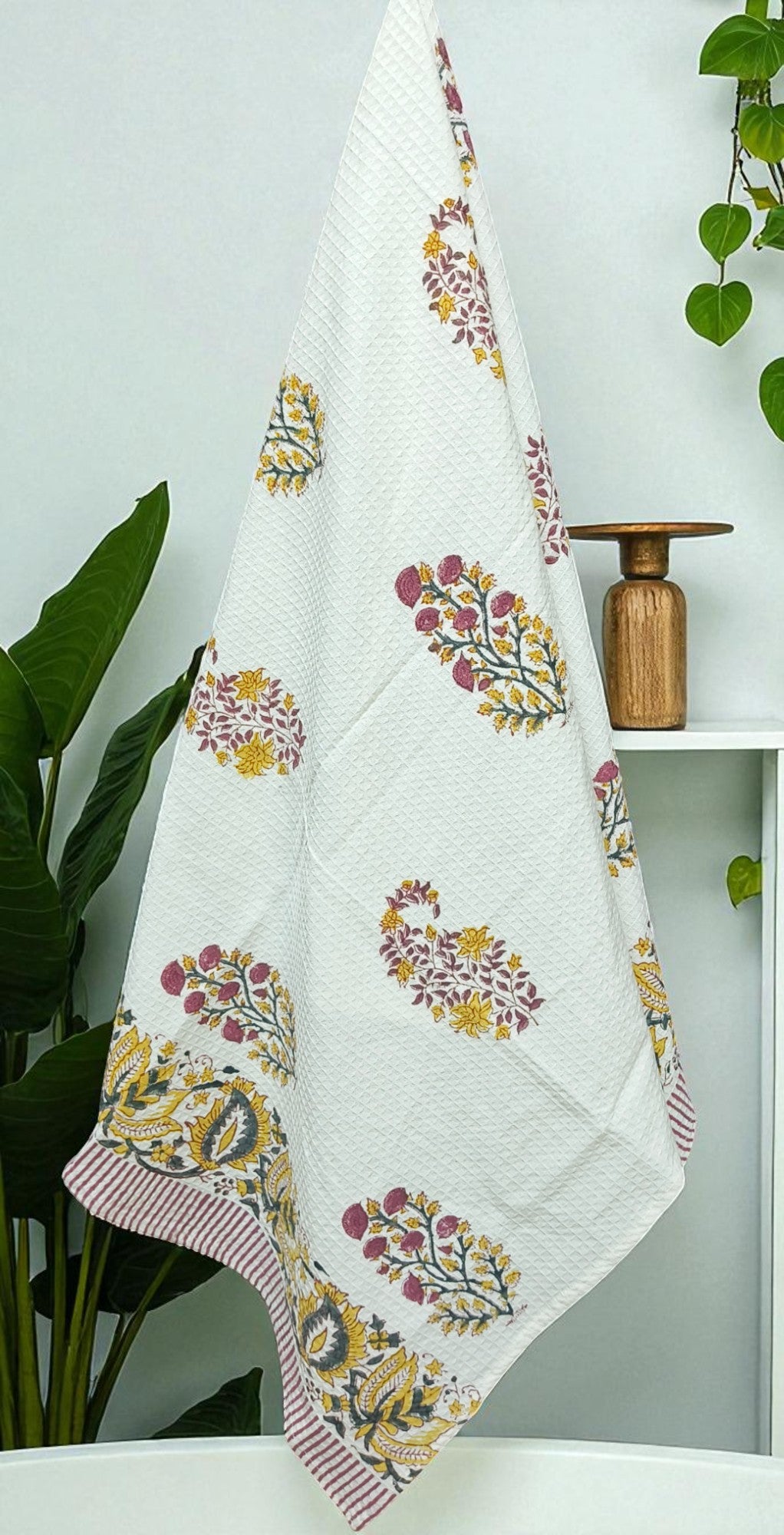 Hand Block Cotton Honeycomb Towel